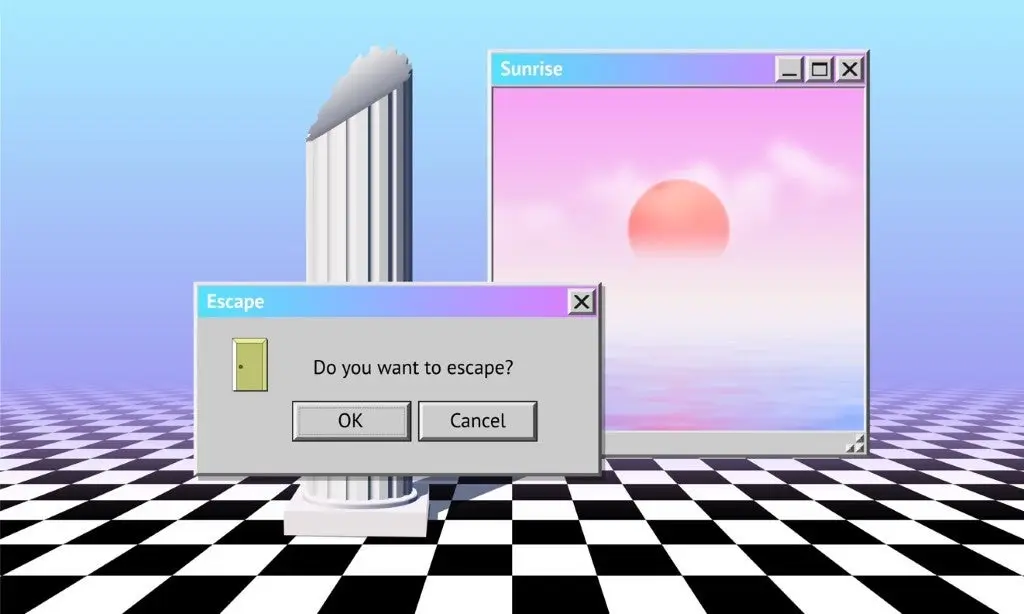 Screen shot of computer screen with a box saying do you want to escape.