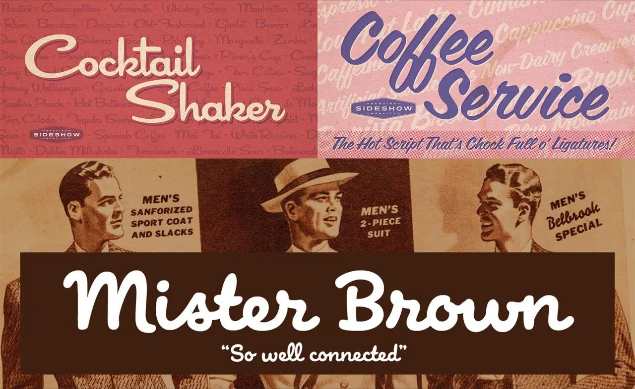 Different mid-century styled fonts. 
