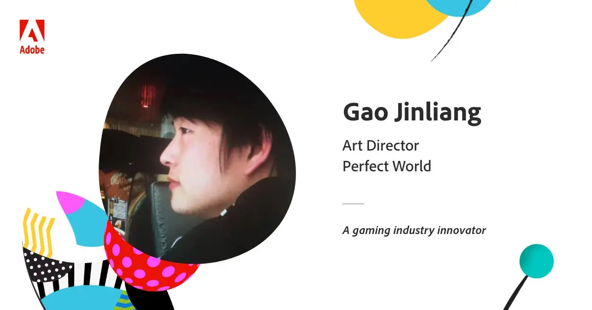Customer headshot with text: "Gao Jinliang, Art Director, Perfect World. A Gaming industry innovator." 