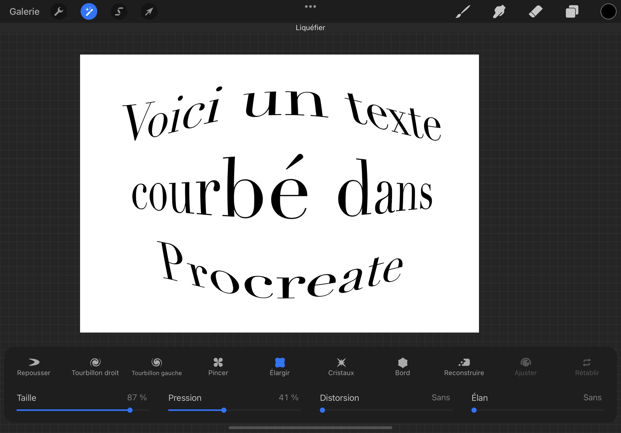 Can you fold text in Procreate?